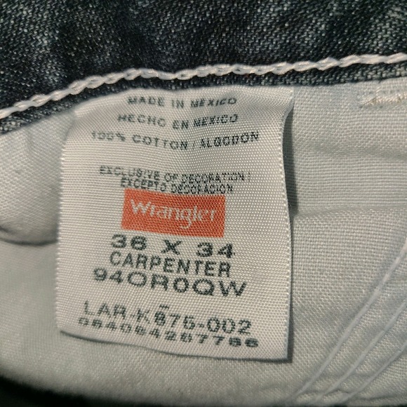 Wrangler Originals Carpenter Jeans Men's 36x34 Blue Denim Workwear EUC - Picture 4 of 6